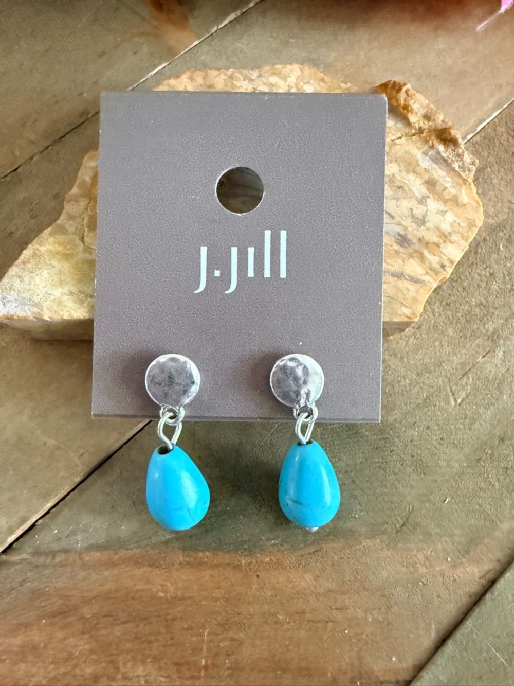 Turquoise Color Drop Earrings Silver Stud Dangle Boho Minimalist